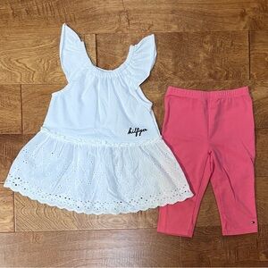 Toddler Girls Tommy Hilfiger 2-Piece Set - 3T - tank top + coral capri leggings